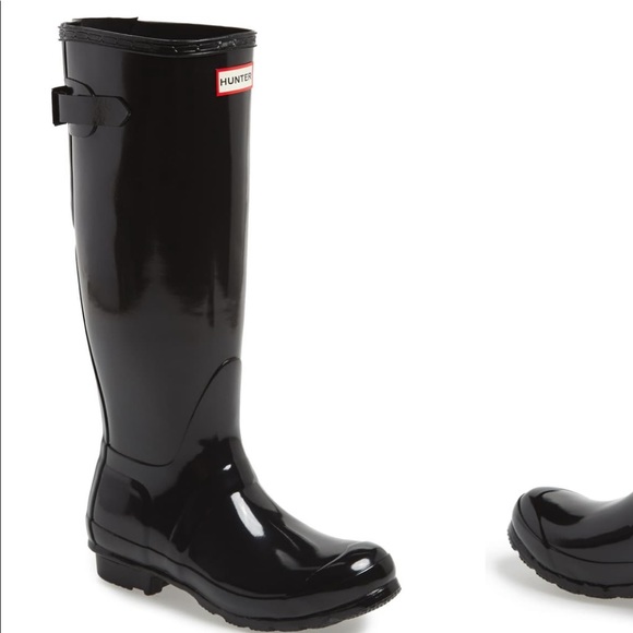 Hunter Shoes - Adjustable Back Gloss Waterproof Rain Boot Womens